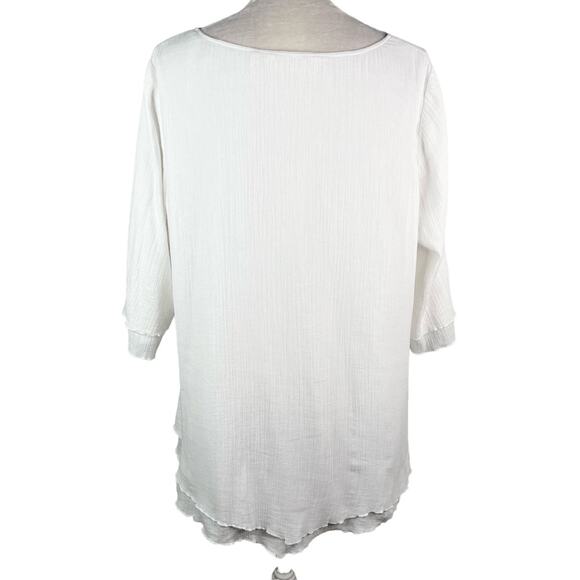 Soft Surroundings Siesta Key Tunic White Large Gauze Layered - Picture 2 of 13